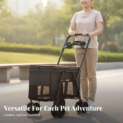 Dog Stroller Foldable Lightweight Sturdy Oxford Material for Travel
