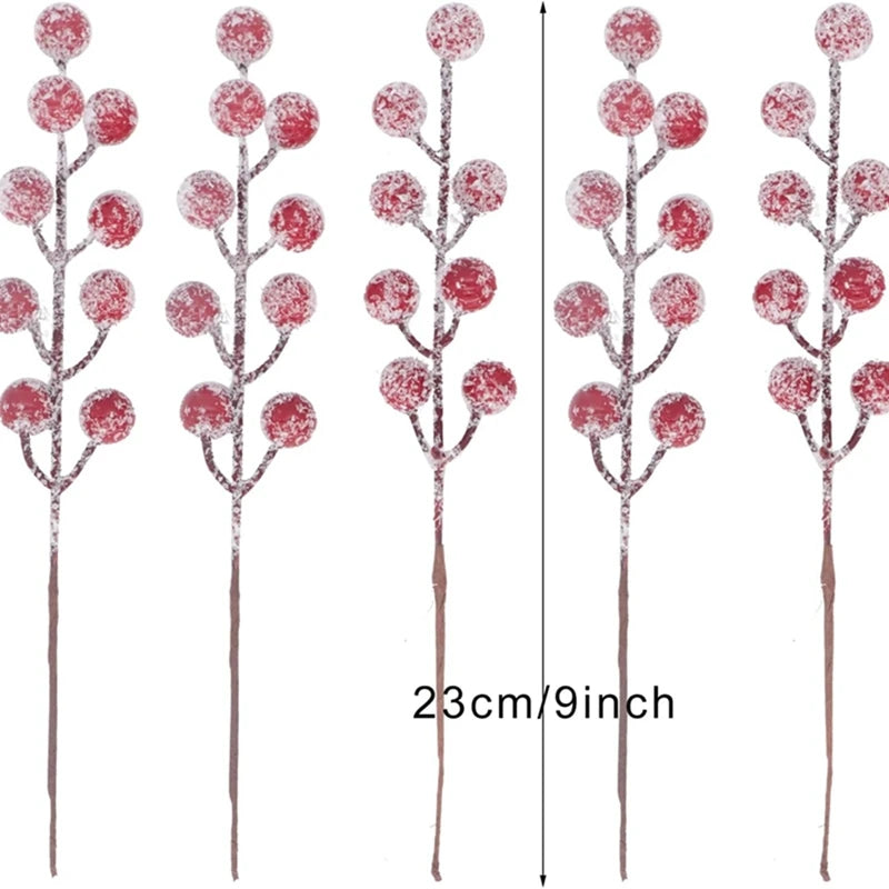 5/10Pcs Chritsmas Decoration Snowflake Red Berry Branche Chritsmas Tree Pendant for Home Decor Xmas New Year 2025 Gift Accessory
