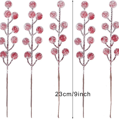 5/10Pcs Chritsmas Decoration Snowflake Red Berry Branche Chritsmas Tree Pendant for Home Decor Xmas New Year 2025 Gift Accessory