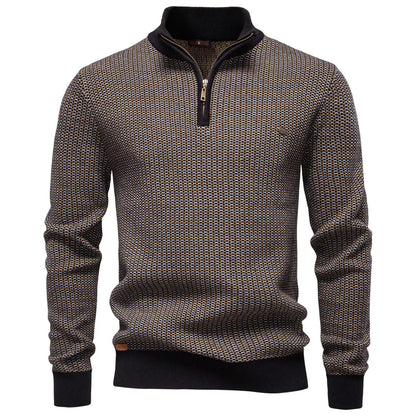 European New Fashion Autumn Winter Men's Thicken Casual Trendy Half Zipper Knitted Pullovers Male Simple Wool Sweaters Clothes
