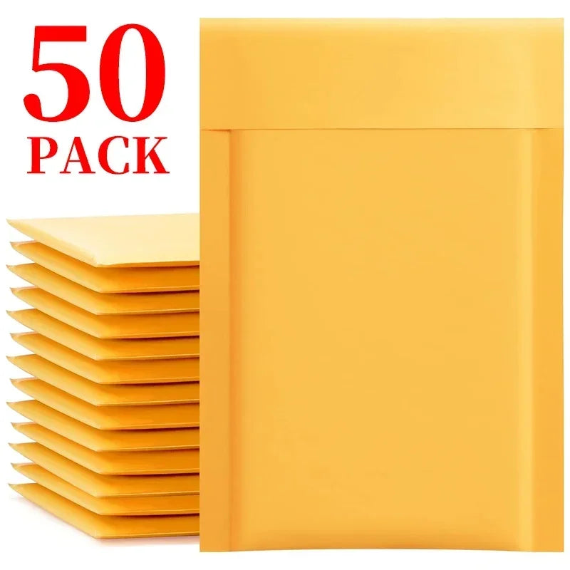 10-50Pack Kraft Bubble Mailers Self Adhesive Paper Envelopes Waterproof Cushioned Padded Foam Shipping Bags for Packaging