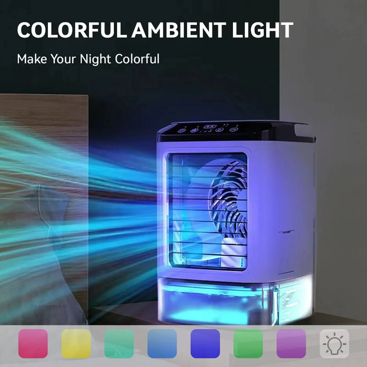 Hot Selling Mini Spray Cooling Fan Home Mobile Portable Desktop Air Cooler Silent Vortex Colorful Light Air Conditioning Fan