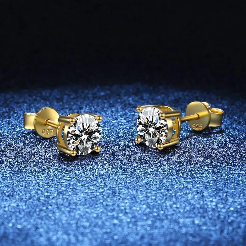 18K Plating Earrings S925 Sterling Silver D Color VVS1 Zircon Earring Stud for Women As Shinning As Diamond Wedding  Jewelry