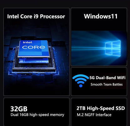 2026 LENO 15.6" Laptop Windows 11 32GB 2TB Intel Core i9 9900 1920*1080 HD Gaming Computer PC Gamer office Ultra Slim Notebook