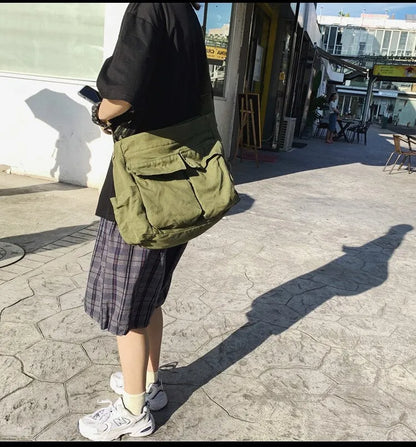 Classic Vintage Canvas Shoulder Bag Women Solid Soft Travel Women Crossbody Bag Large Capacity Fashion Handbag Tote Bag Women