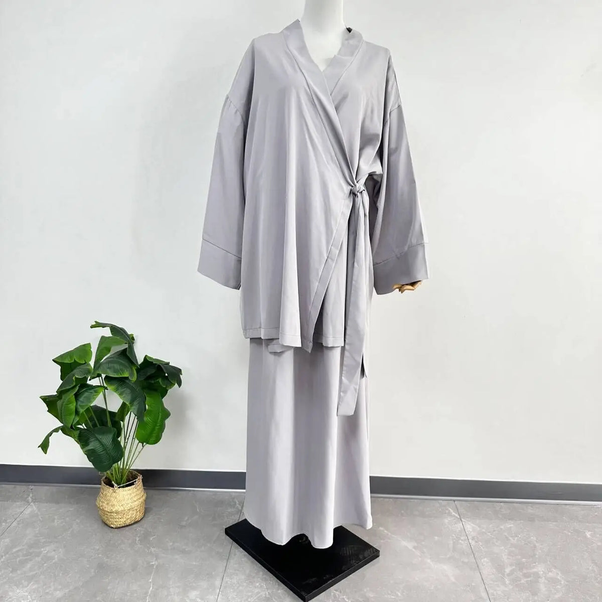 Nida Co Ord Set Kimono with Straps Skirt Ramadan Eid Islamic Cloting 2 Piece Sets Muslim Women Modest Dresses Ensembles Musulman