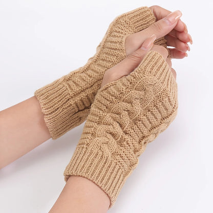 Comfortable Winter Gloves for Women - White Semi-Finger Gloves with Elastic No-Finger Design for Warmth, Stretchy and Comfortable