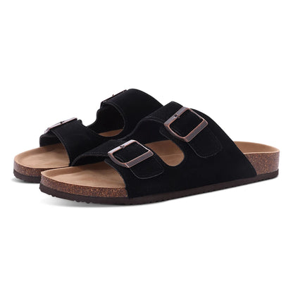 Shevalues New Fashion Cork Sandals Women Classic Cork Suede Footbed Slippers Female Summer Beach Sandals With Adjustable Buckle