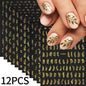 12pcs/set 3D Shiny Leaf Flower Nail Art Sticker Laer Gold Bronzing Leaves Nail Decals 8*10cm Self-Adhesive Nail Art Supplies e5#