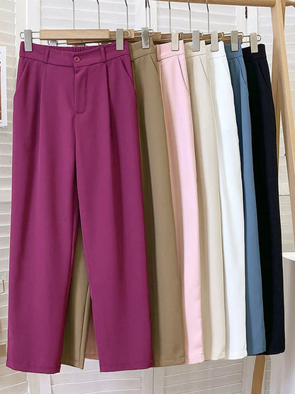 JMPRS Fashion Warm Plush Pants Thick Plaid Women Casual Loose Wide Leg Trousers Korean Streetwear Straight Student Pants New