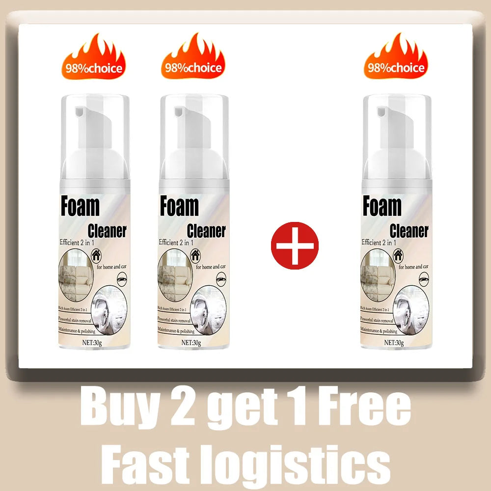 2-in-1 Multi-Purpose Car Interior Multi-Purpose Foaming Cleaner Spray Car Accessories Anti-Aging Protection