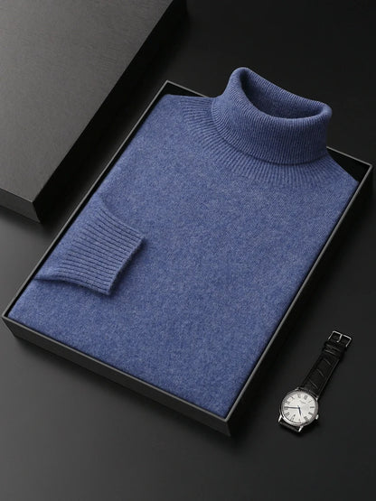 Men's Turtleneck 100% Cashmere Sweater Autumn Winter Basic Long Sleeve Pullover Cashmere Knitwear Soft Warm Comfy Clothing