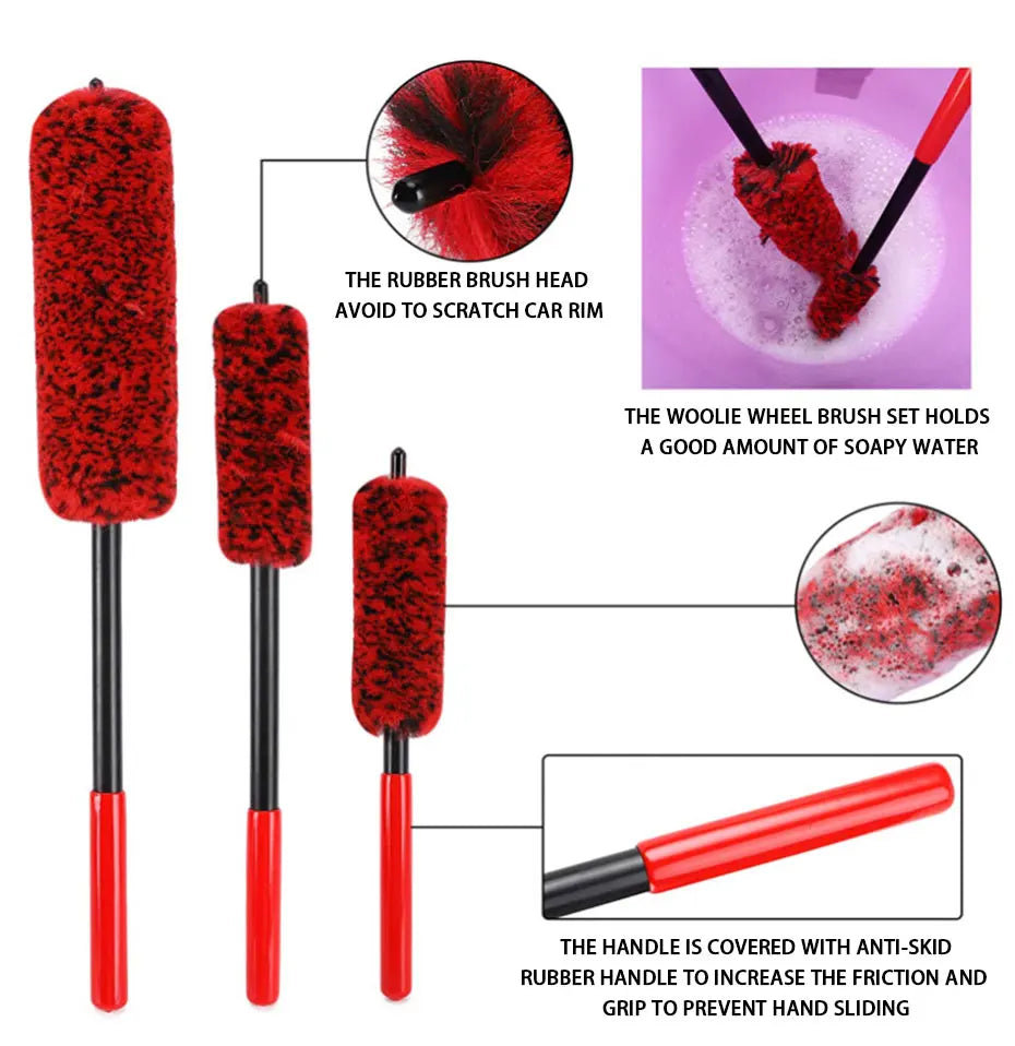 SEAMETAL Car Wheel Detailing Brush Bendable Auto Wheel Woolies Brushes Car Cleaning Tools for Car Rim Tire Washing Accessories
