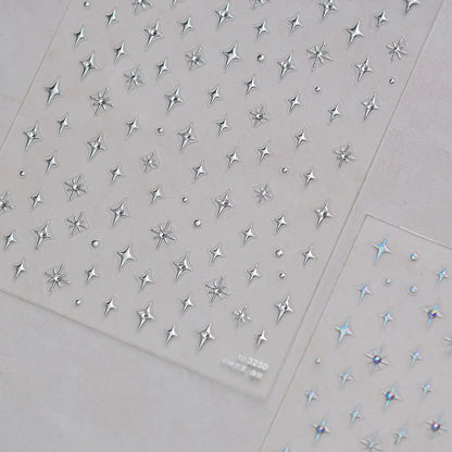 Simple Laser Bronzing Gold Silver Mini Star Rhinestone INS 5D Relief Self Adhesive Nail Art Decoration Sticker 3D Manicure Decal