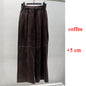 Retro Suede Leather Cropped Pants for Women Femae Genuine Leather Wide Leg Floor Long Trousers Straight Cylinder Spodnie Damskie