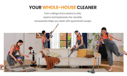 Erabros EV5 550W 70KPA Cordless Vacuum Cleaner Ultra-Strong Suction Power 80Mins Runtime Handheld Smart Vacuum Cleaner 4 Modes