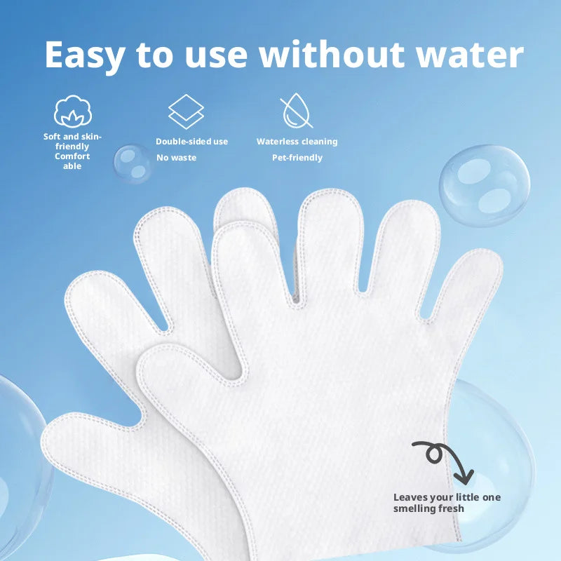 Pet No-Rinse Glove Wipes, 6 Pieces Per Box, 2 Boxes Set, Disposable Deodorizing Grooming Cleaning Gloves for Cats and Dogs