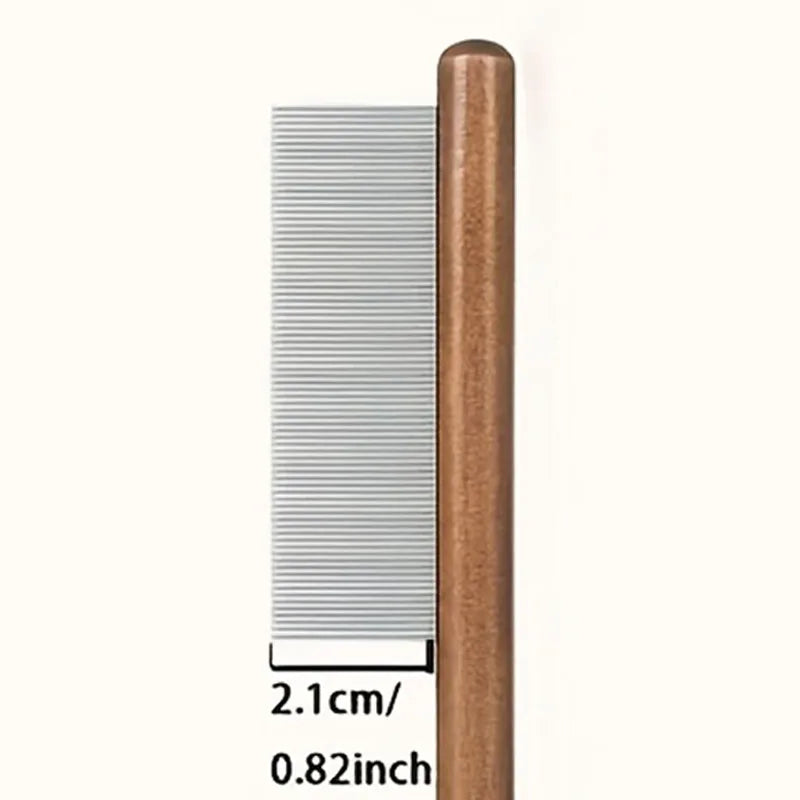 1Pc Cat and Dog Pet Grooming Comb - Stainless Steel Teeth, Wooden Handle, Suitable for Long and Short Hair, Durable Pet Grooming Tool, Removes Lice