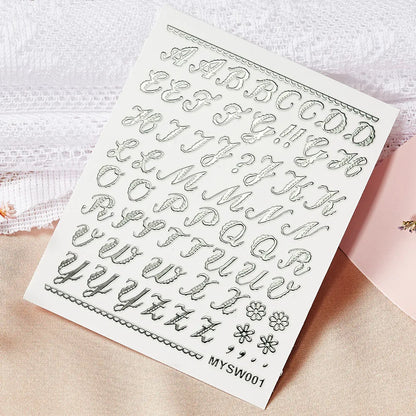 3D Glittery Gothic Letter Design Nail Art Stickers Uppercase Alphabet Letters Artistic Designs DIY Nail Art Decals Decoration #1