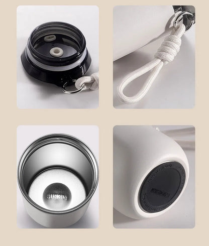 Vacuum Insulated Coffee Travle Mug Stainless Steel Thermo Bottle Cup Thermal Tumbler With Carrying Ring Flask for Hot Cold Drink
