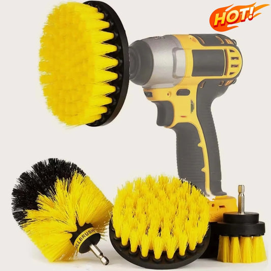 3pcs/set Electric Scrubber Brush Drill Brush Kit Plastic Round Cleaning Brush For Carpet Glass Car Tires Nylon Brushes 1/4pcs