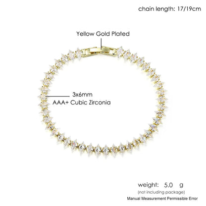 Luxury Dainty Tennis Bracelet for Women Silver Color Sparkling Cubic Zircon Stackable Chain Crystal Banquet Wedding Jewelry H085