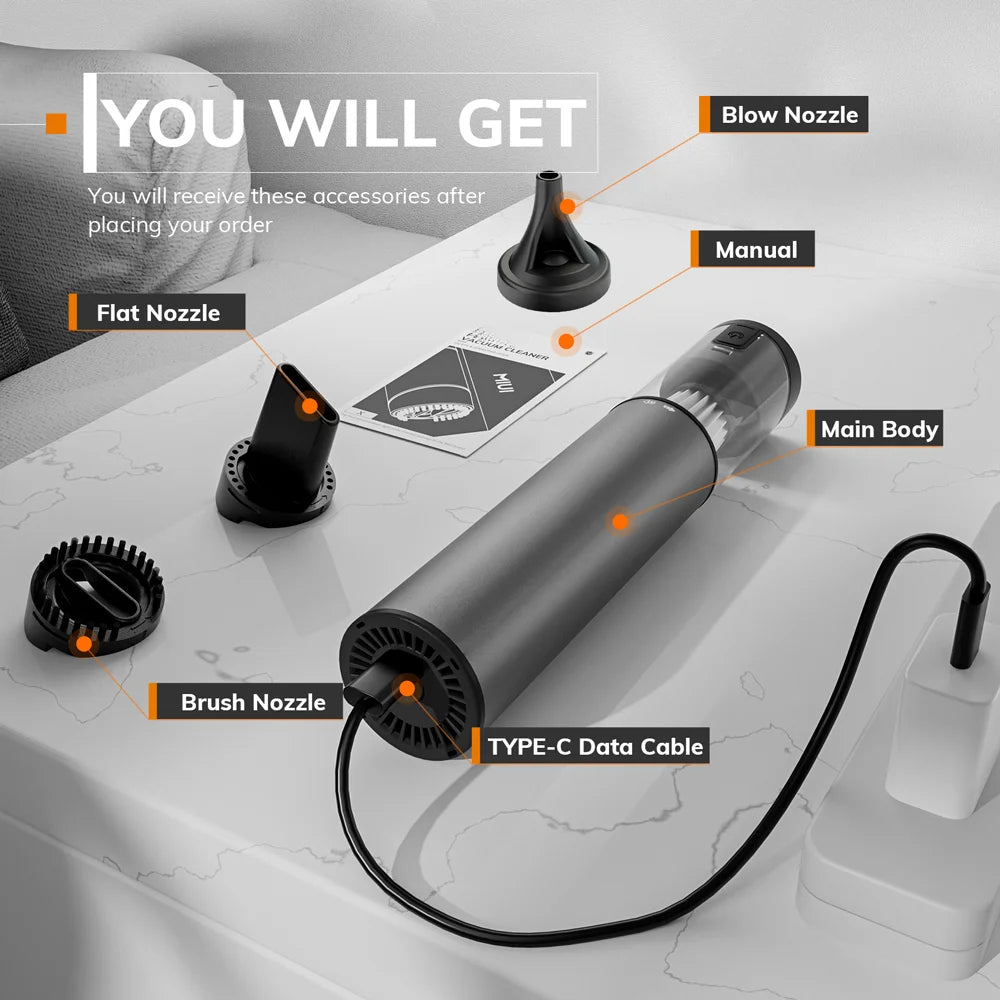 Cordless Laptop Vacuum Cleaner Portable USB Rechargeable Car Vacuum Mini & Cool Model-X