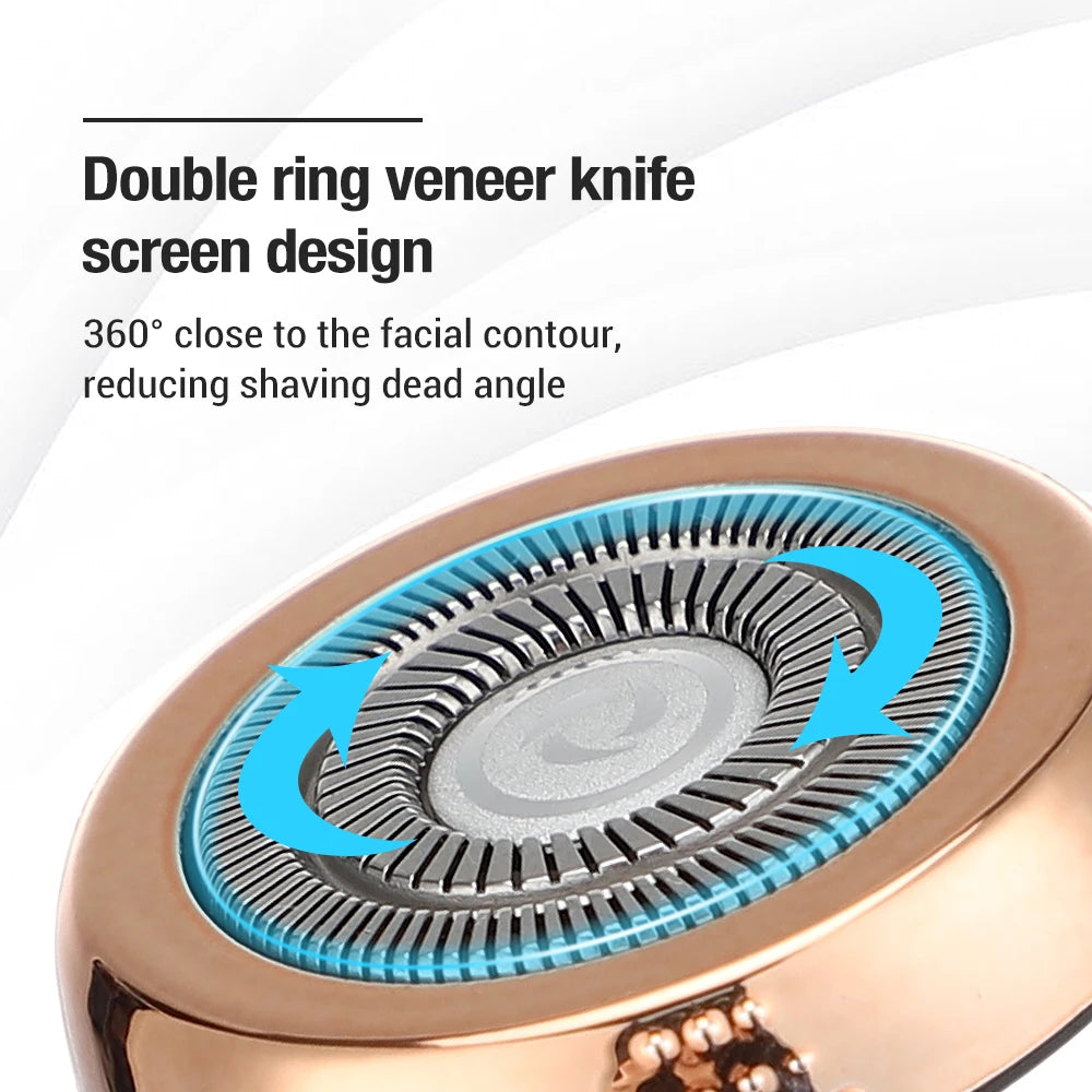 Mini Washable Electric Razor Travel Razor Type-c Charging Capsule Shaver Nose Hair Trimming Double Ring Knife Net
