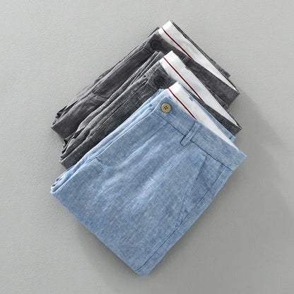 Summer New Pure Linen Casual Slim Pants for Men Clothing Thin Breathable Streetwear Men Trousers EC1335