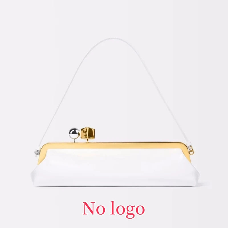 Long Clutch Bag with Removable Shoulder Strap, Women's Fashionable Baguette Bag, Luxury Designer Clip Handbag Purses for Ladies