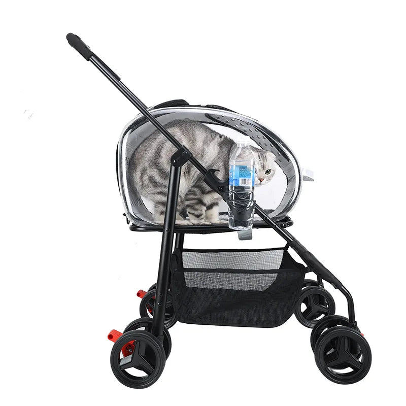 New pet stroller for outdoor travel, lightweight foldable detachable dog stroller for small and medium-sized dogs and cats