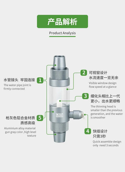 Aquarium CO2 Diffuser Observable Quick Insertion Anti Reflux CO2 External Nebulizer Fish Tank External CO2 Nebulizer Diffuser