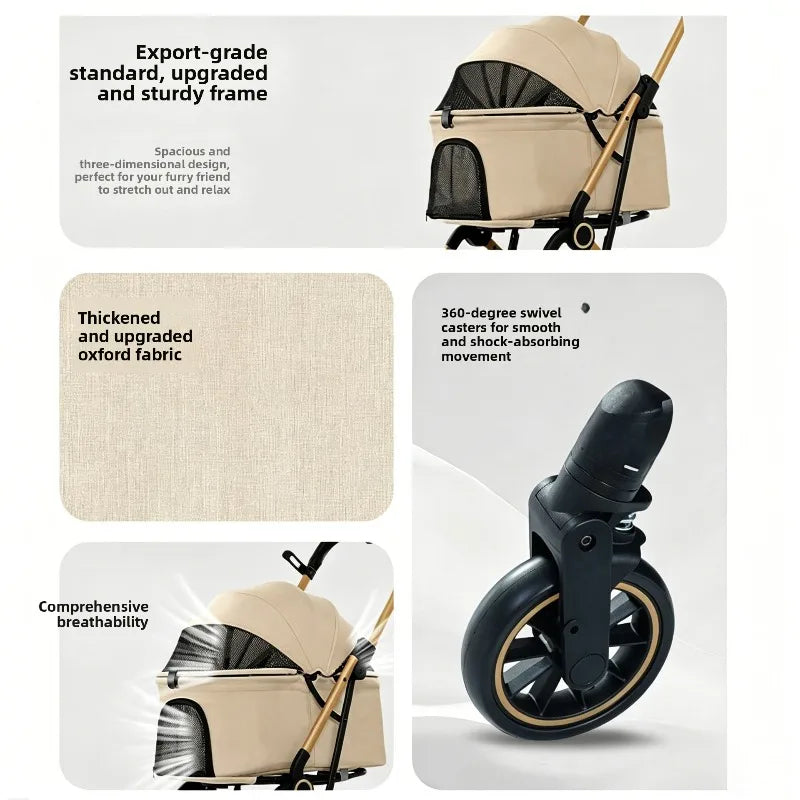 Pet Stroller One Button Foldable Cat Dog Outdoor Travel Cross Border Pet Stroller Pet Trolley Stroller for Dog Puppy Stroller