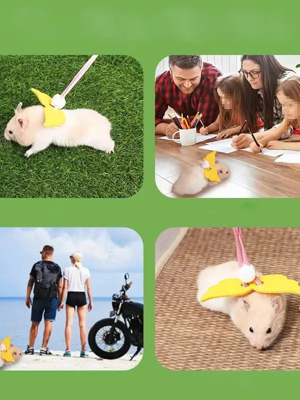 Anti-lost Small Pet Harness Adjustable Strap Anti-bite Guinea Pig Leash Safety Buckle Escape-Proof Hamsters Harness Outdoor