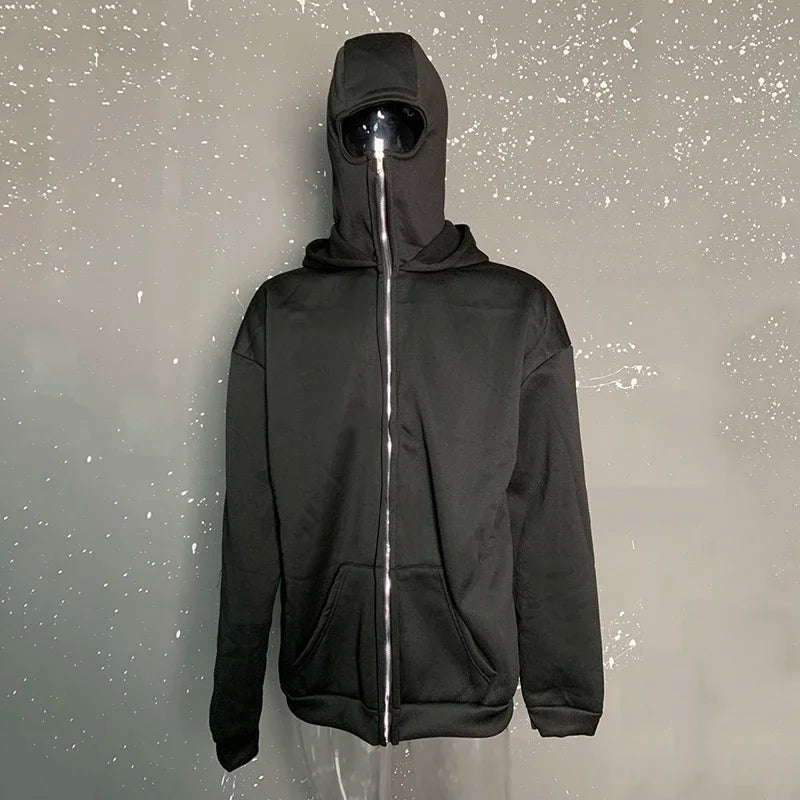 Unisex Plain Hooded Zip Up Sweatshirt Autumn Winter Ins Style Couple Matching Pullover Jacket