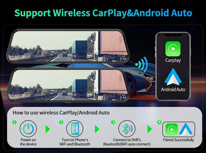 4K HD Car DVR Touch Screen Carplay & Android Auto Dash Cam Night Vision Video Recorder Driving Recorder