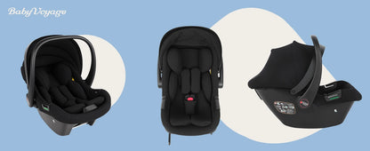 Babyvoyage Black Baby Car Seat with Isofix Base Station UPF45+ Sun Protection Comfortable Breathable Mesh I-Size Infant Car Seat