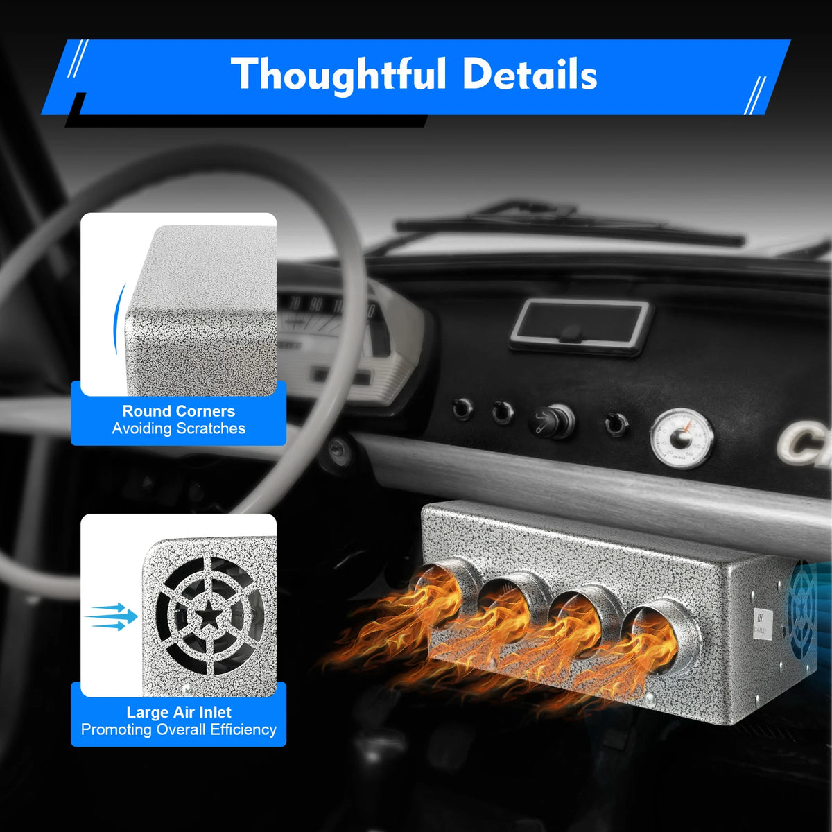 12V 4-in-1 Car Heater with Defogger Defroster Fan, Energy Efficient Auxiliary Heating & Ventilation for Trucks Vehicles