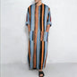 New Men Islam Qamis Muslim Striped Robes Long Sleeve Button-down Arabian Kaftan Suit Middle East Dubai Abaya Summer Man Clothing