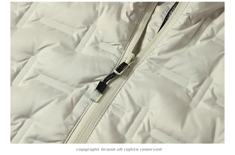 Winter white down jacket men's graphene self heating windproof pleated hooded down jacket casual warm down jacket men's coat