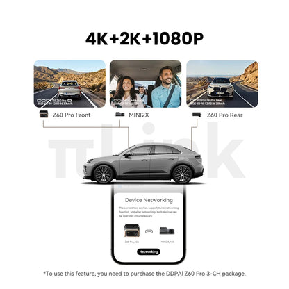 DDPAI 4K Dash Cam Z60 Pro HDR Support Front and Rear Interior Car Camera SONY STARVIS2 678 Sensor 5GHz Wi-Fi GPS ADAS 4G Car DVR