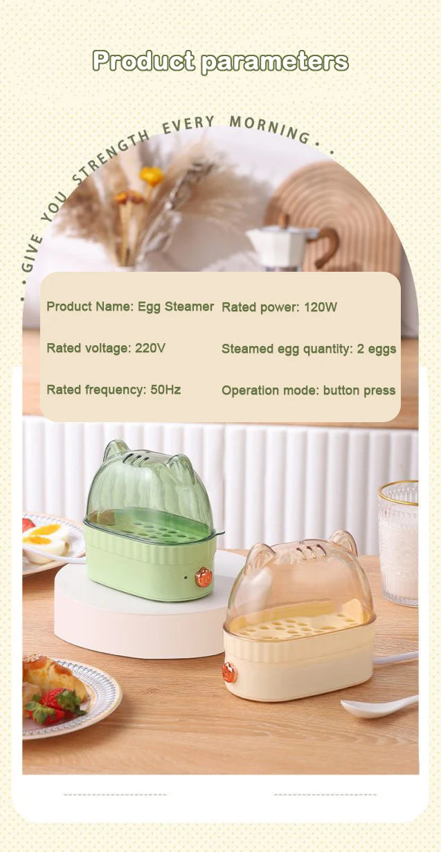 DMWD 120W Electric Egg Boiler Poacher Automatic Power Off Mini Breakfast Machine Egg Cookers 2 Eggs Portable Food Steamer 220V