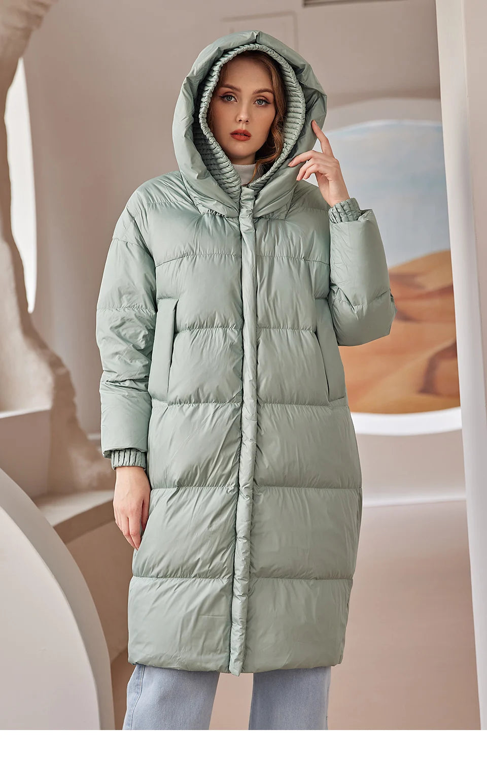 Astrid 2022 Down Jacket Women Winter Warm Long Coat Women Parkas Hooded Fashion Loose Outerwear Women's Jacket Female Clothing