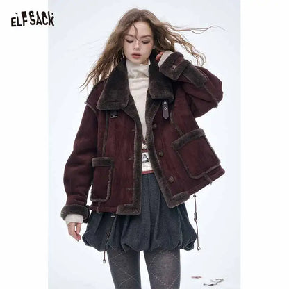 ELFSACK 2025 Dark Gray Pleated Skirt Women, Preppy Elegant Tiered Midi Skirt with Bubble Hem, Winter Mini/Maxi Half Skirt