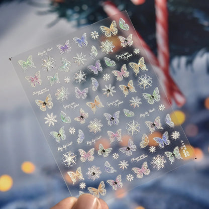 Jelly Butterfly 5D Nail Art Sticker Rhinestone Crystal Charming Shiny Insect Animals DIY Self Adhesive Decoration Manicure Decal