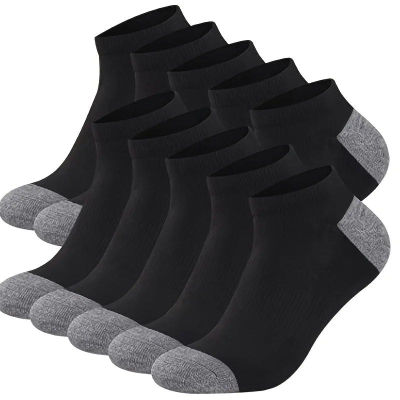 10/20/30pairs Men's Color Block Boat Socks, Fashion Breathable Comfy Low Cut Ankle Socks, Men's Socks