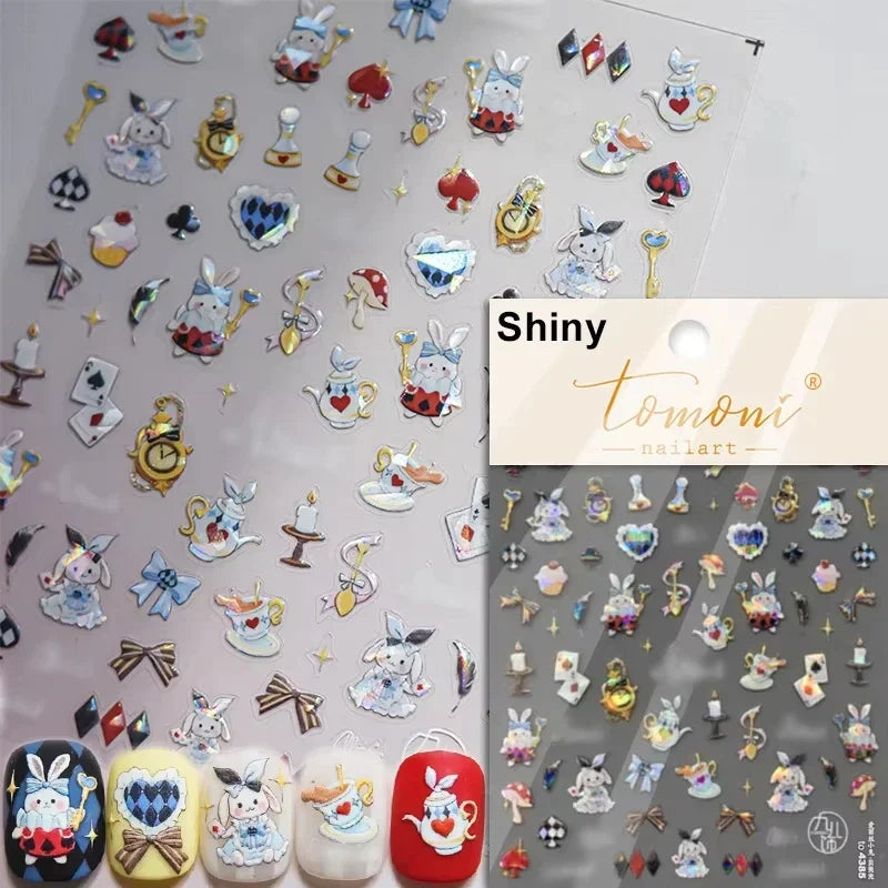 Lovely Animal Graffiti Cat Claw Rabbit Bunny Bear Dog Flower Fruit Dim Sum Candy Sunflower Adhesive 5D Nail Art Stickers Decal