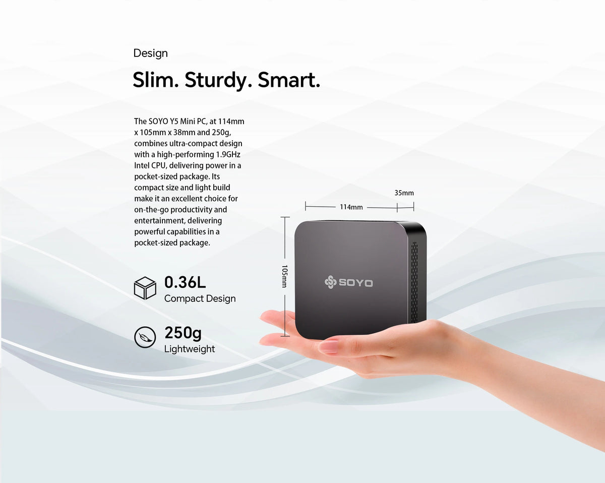 SOYO Mini PC Y5 Intel i3 4th CPU 8GB RAM 128GB ROM Windows 10 WiFi BT4.2 Desktop Computer