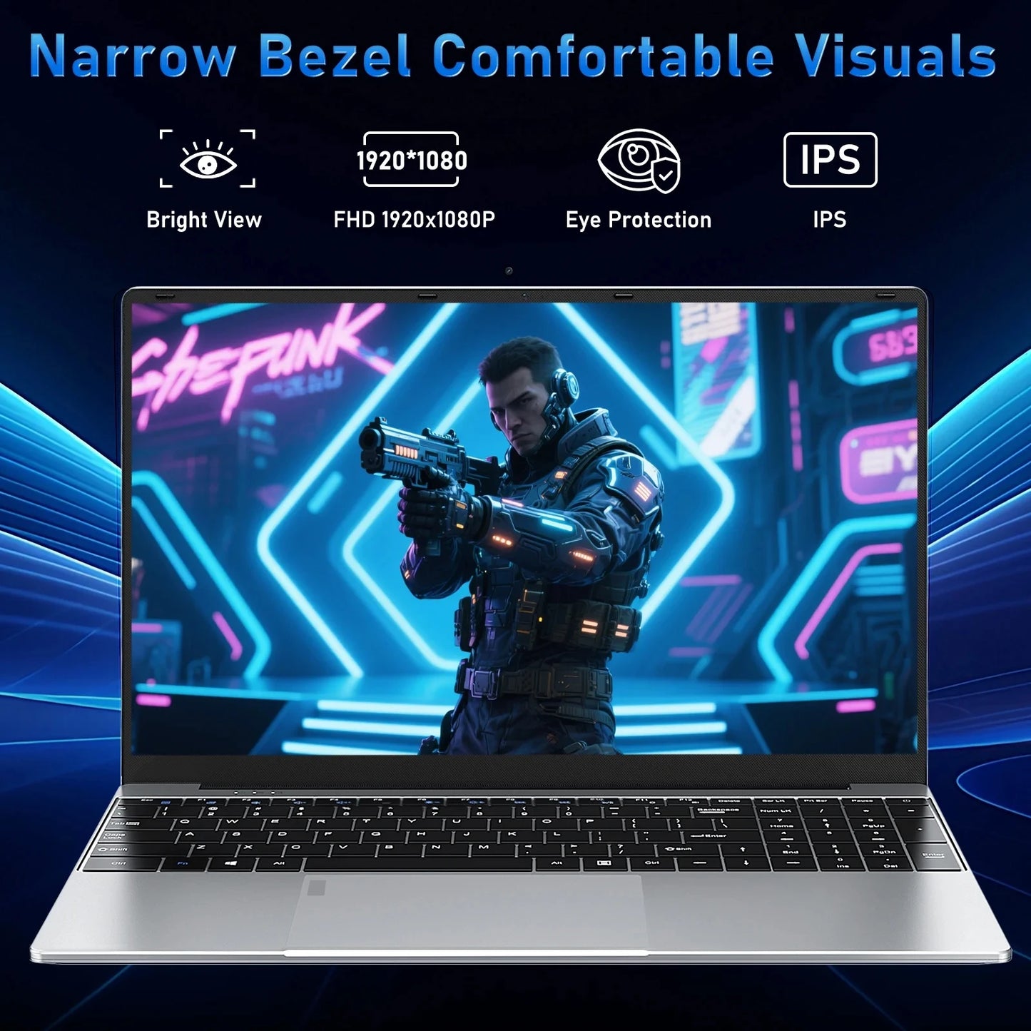 LENO Large-Screen 15.6" Laptop 32GB RAM 2TB SSD Intel 6500Y Office Windows11 Notebook 5000mAh Gamer PC with Backlit Fingerprint
