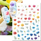 3d Nail Art Decals Elegant White RoyalBlue Roses Flowers Adhesive Sliders Nail Stickers Decoration For Nail Manicure